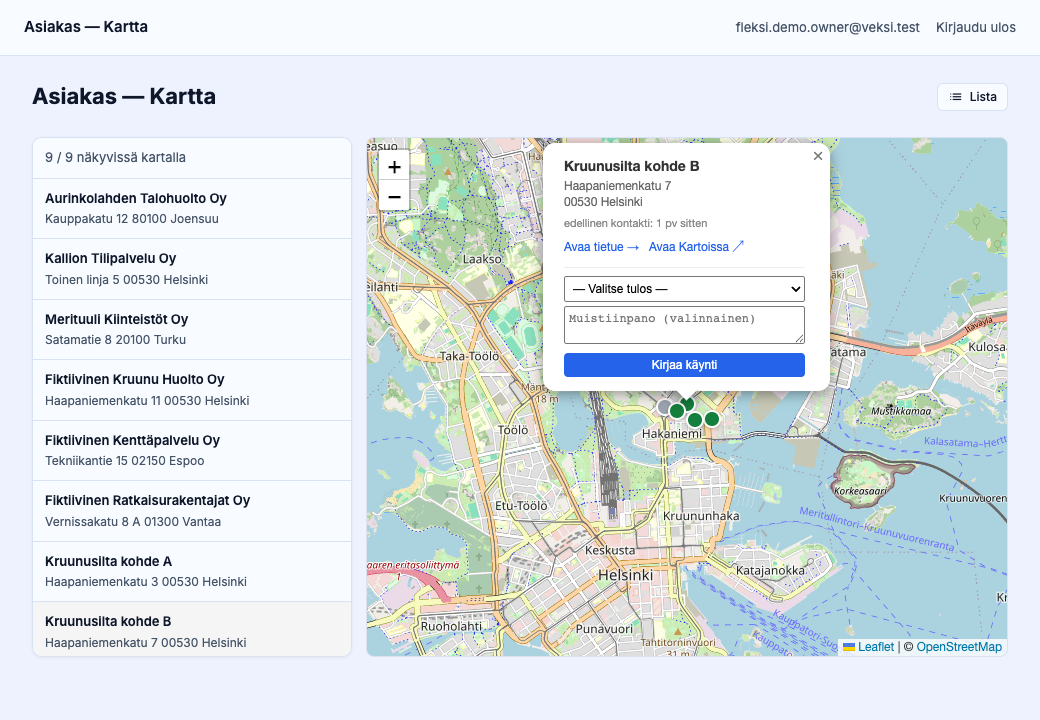 Asiakas kartalla Fleksissä